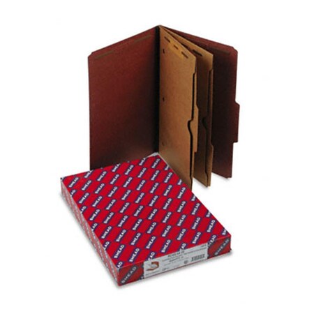 Made-To-Stick Pressboard Folders with 2 Pocket Dividers  Legal  6-Section  Red  10/box, 10PK MA885001